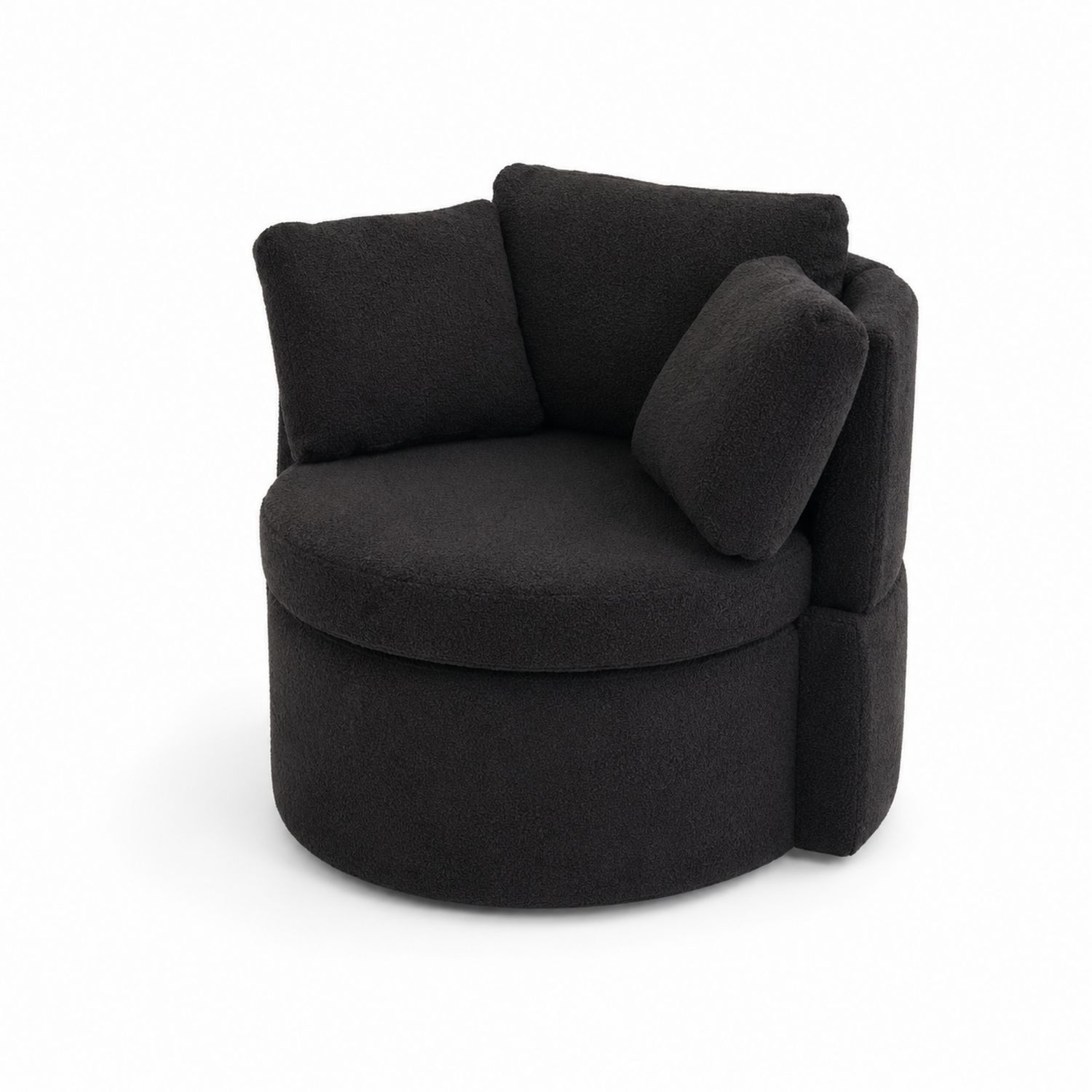 Poltrona rotonda in tessuto nero-Velrivar