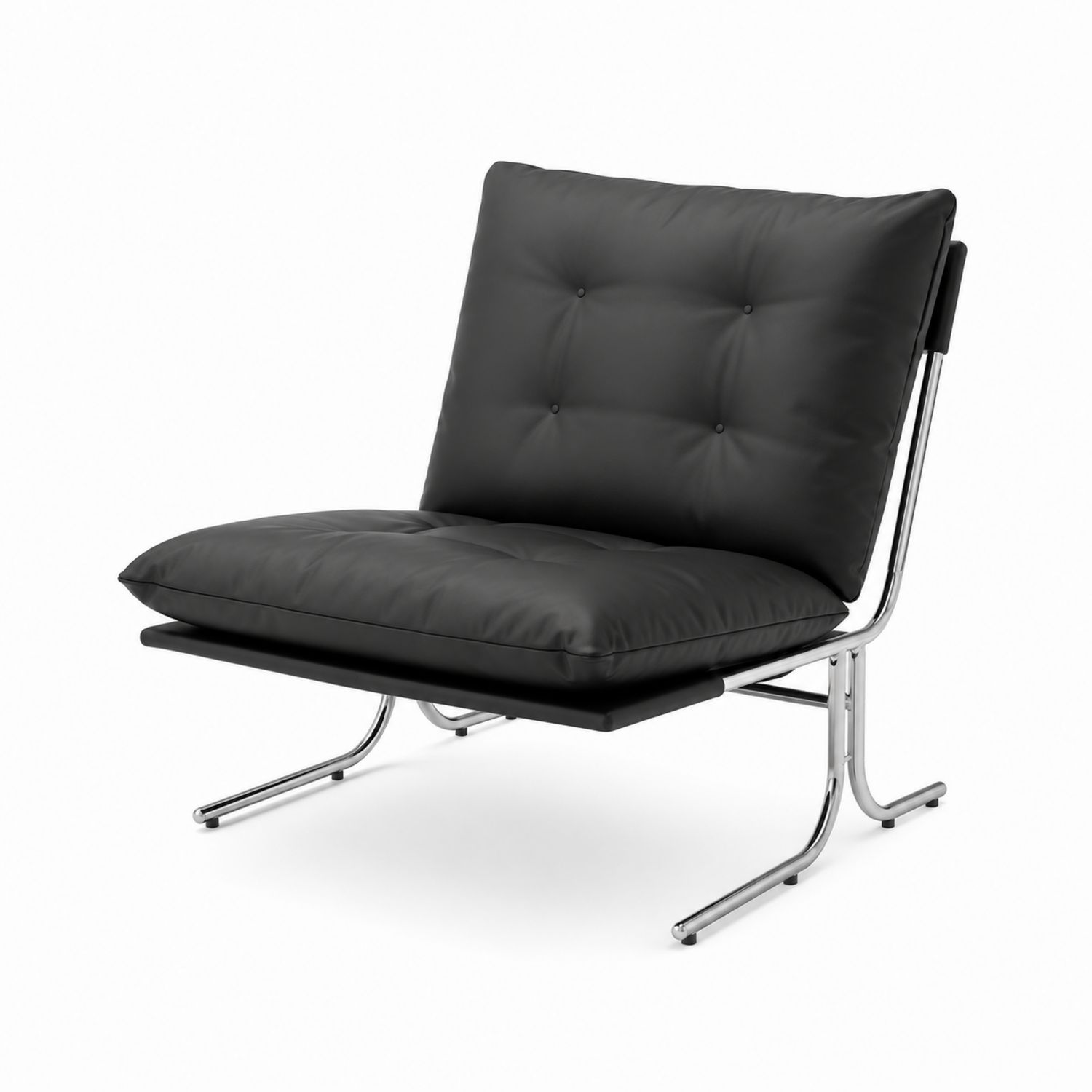 Sedia moderna in metallo con rivestimento in pelle sintetica nera-Velrivar