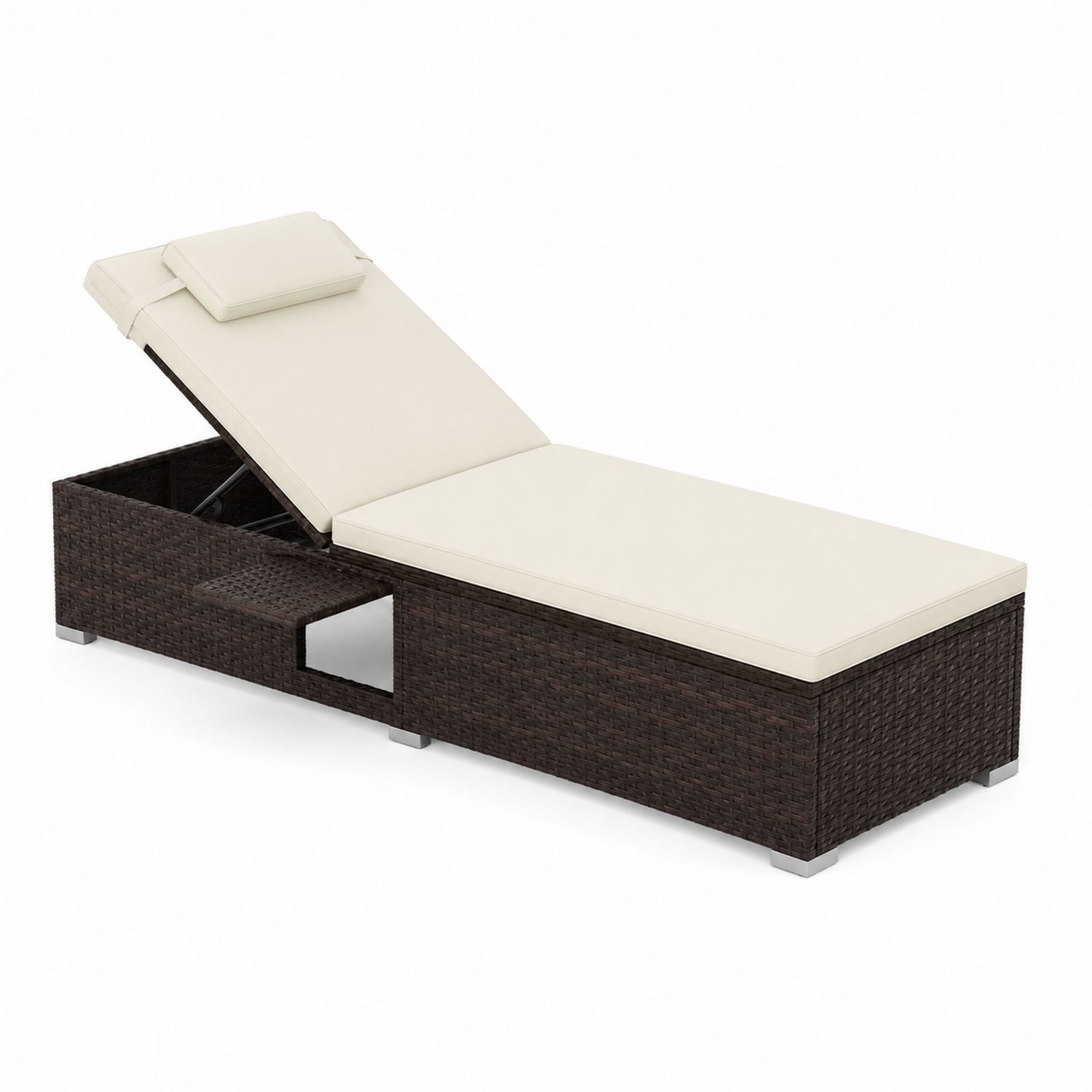 Lettino prendisole in Rattan con cuscini Crema-Velrivar