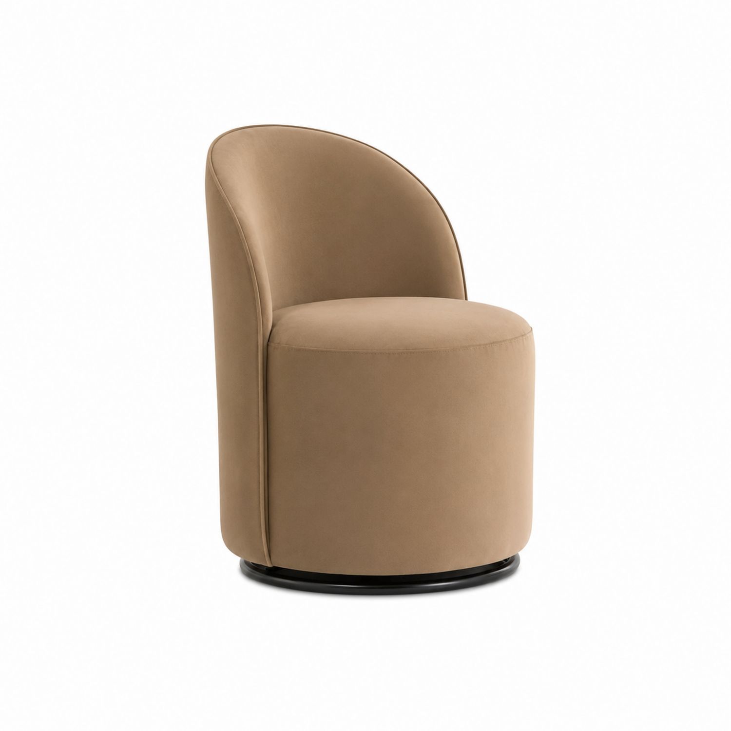 Sedia Rotonda in Velluto Beige con Schienale-Velrivar