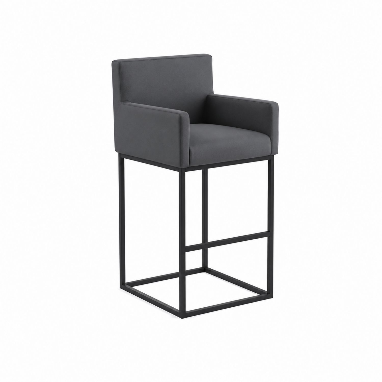 Sgabello in Metallo e Tessuto Grigio 50x40x100 cm-Velrivar