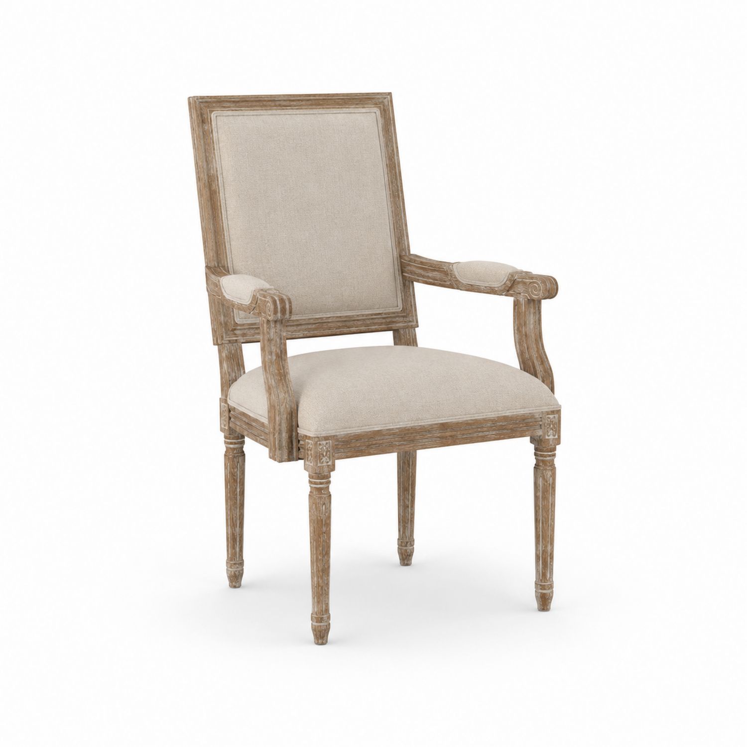 Sedia in legno con braccioli e rivestimento in tessuto beige-Velrivar