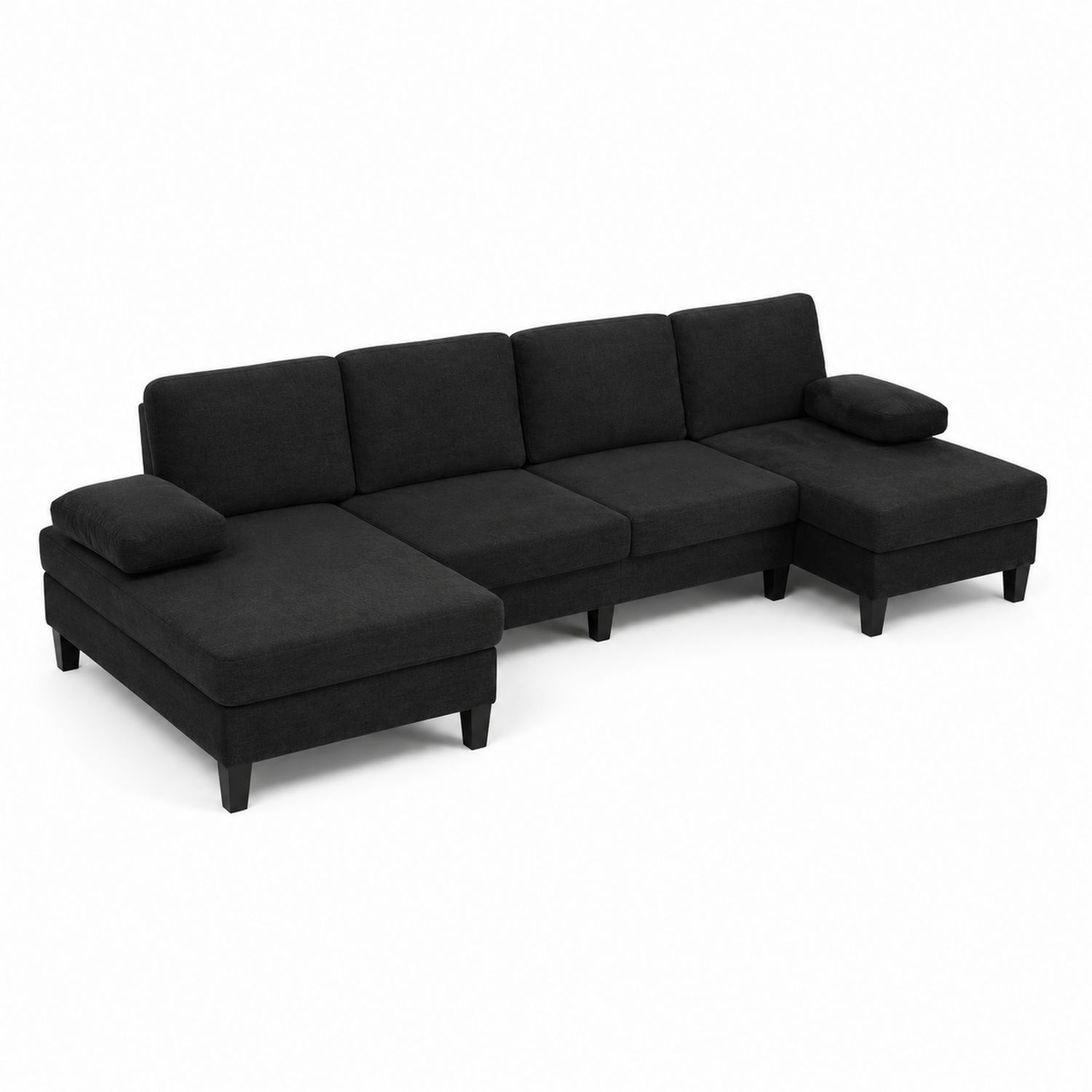 Divano Angolare in Tessuto Nero con Chaise Longue-Velrivar