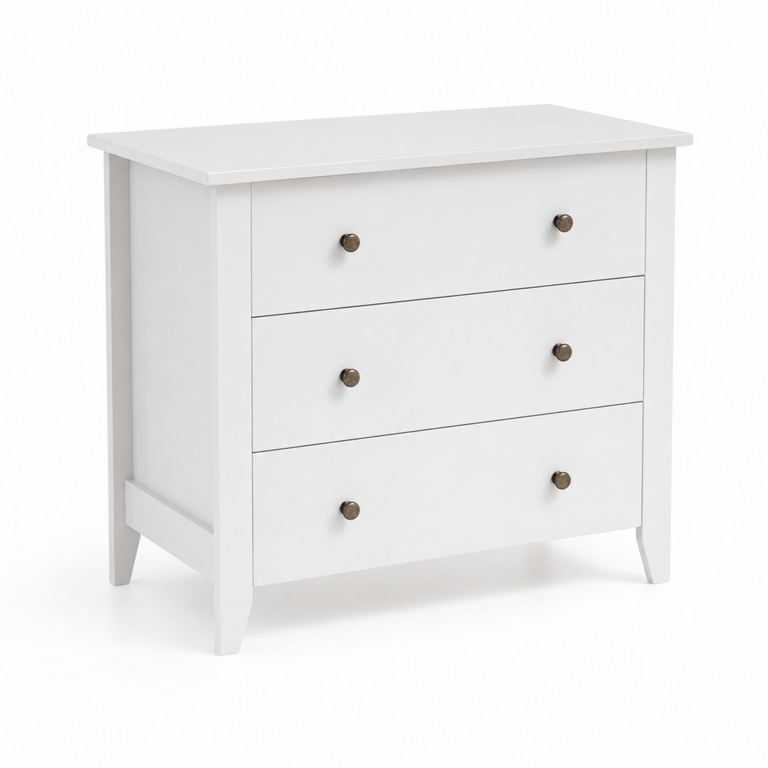 Cassettiera in Legno Composito Bianco con Maniglie in Metallo-Velrivar