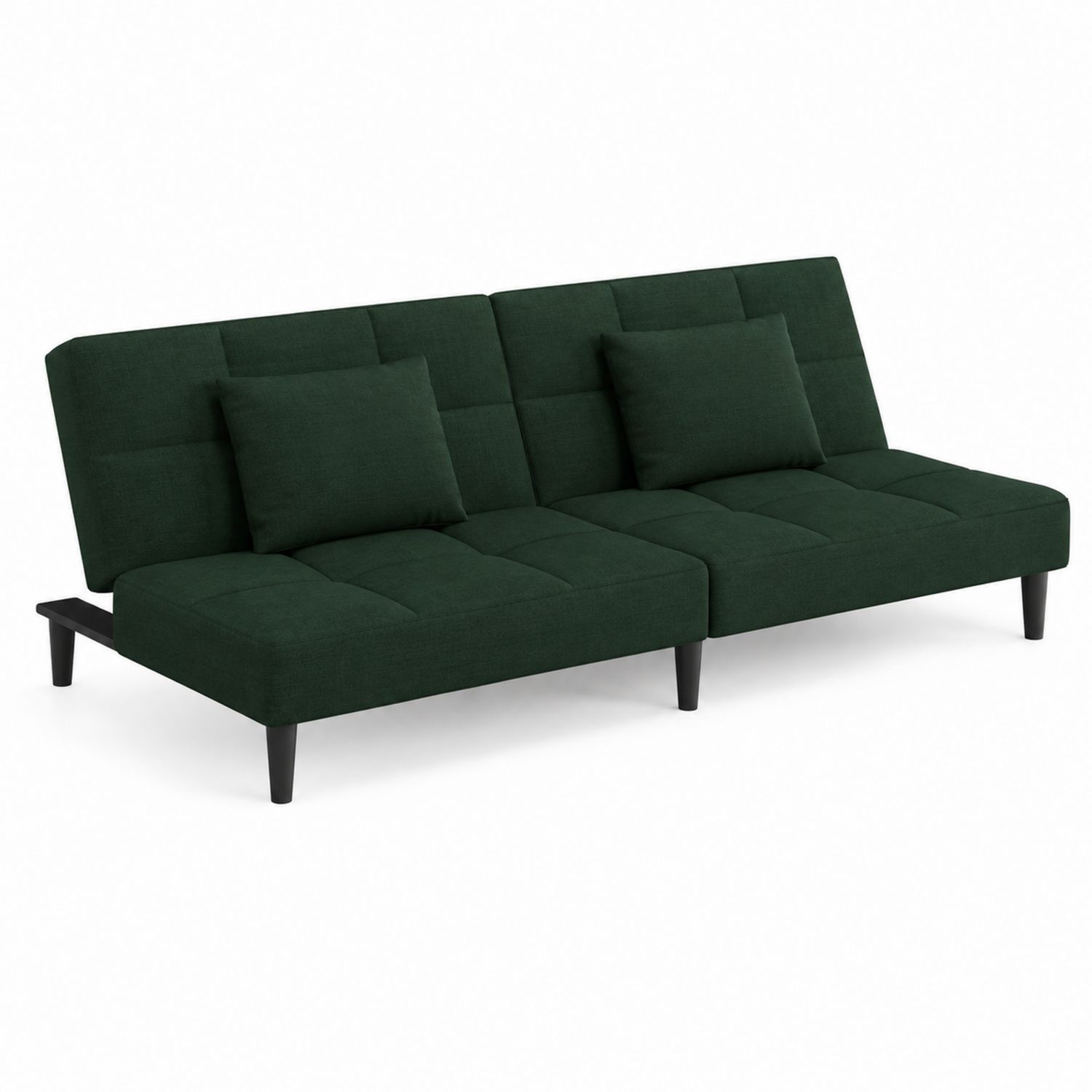 Divano Letto in Tessuto Verde Scuro con Cuscini-Velrivar