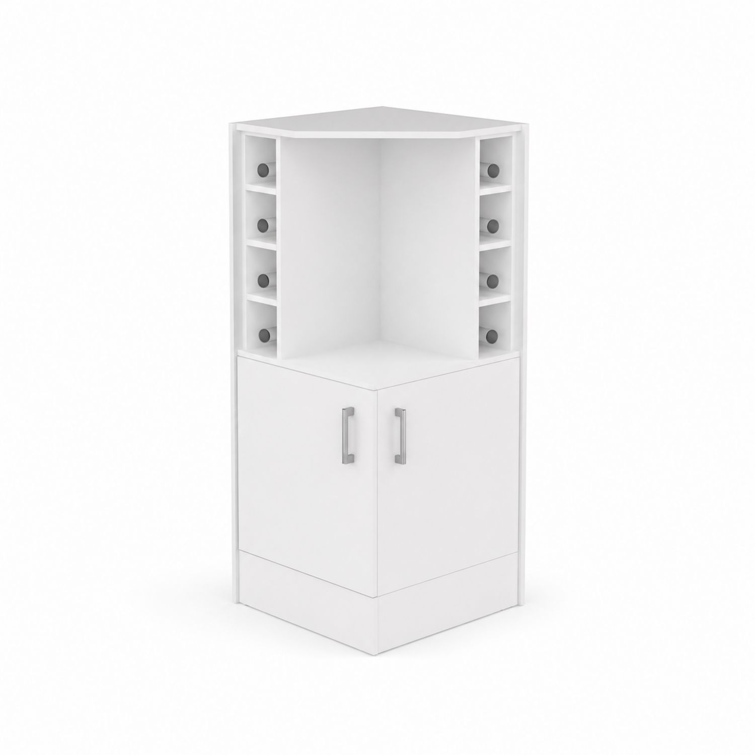 Mobile angolare porta bottiglie in legno composito bianco-Velrivar