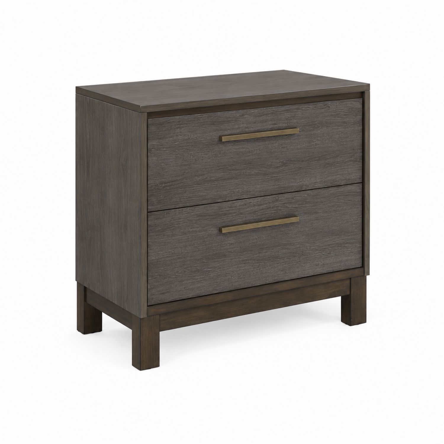 Comodino a due cassetti in legno grigio 60x40x60 cm-Velrivar