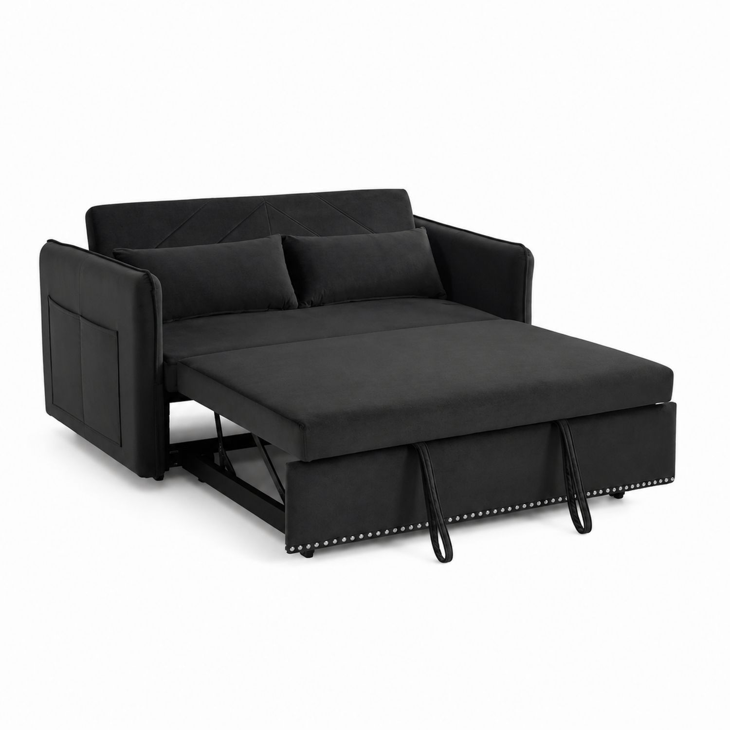 Divano Letto in Tessuto Nero-Velrivar