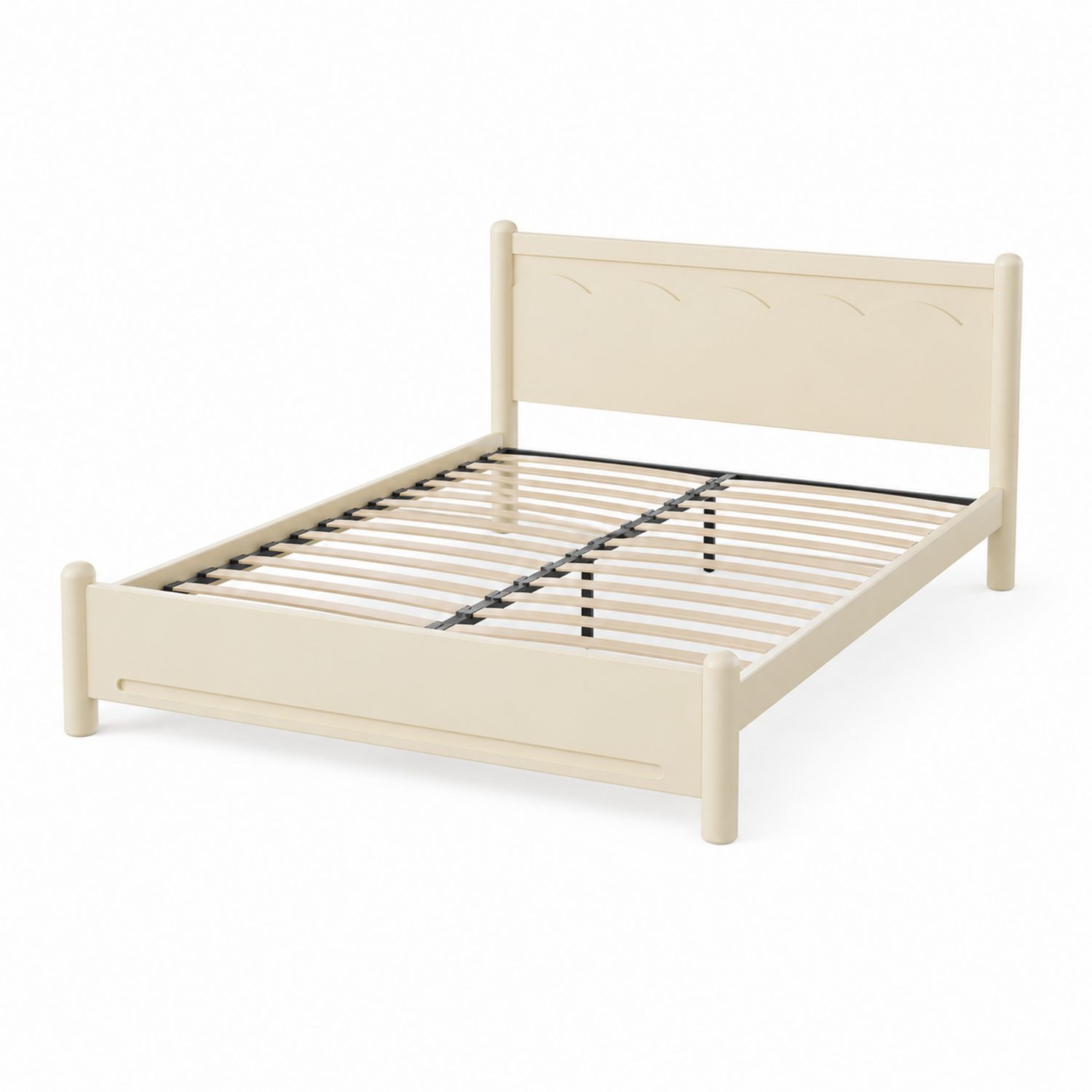 Letto matrimoniale in legno di pino avorio 200x160 cm-Velrivar