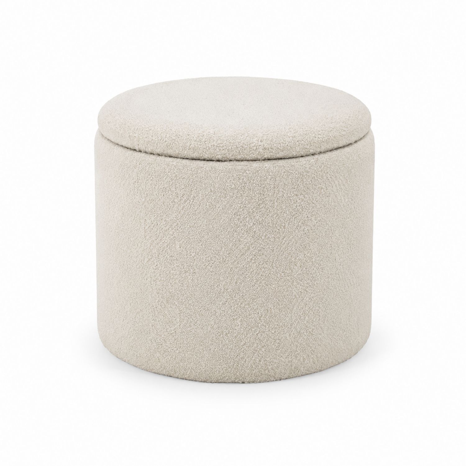 Pouf rotondo in tessuto poliestere beige diametro 40 cm-Velrivar