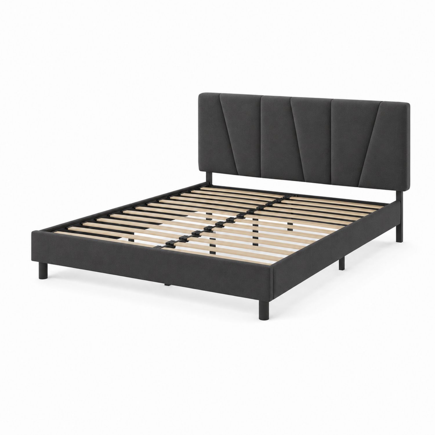 Letto matrimoniale con testiera imbottita in tessuto, 200x160 cm-Velrivar