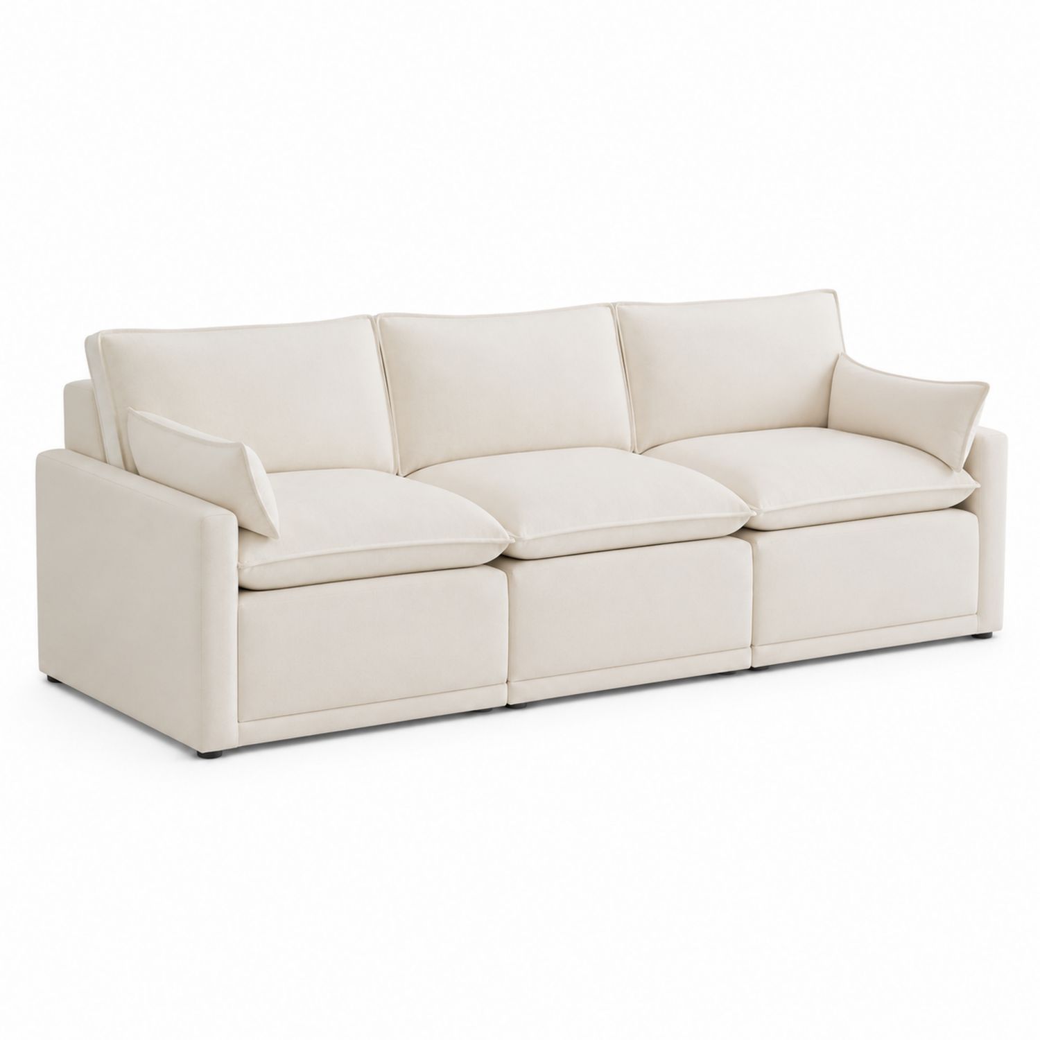 Divano a 3 posti in tessuto beige-Velrivar