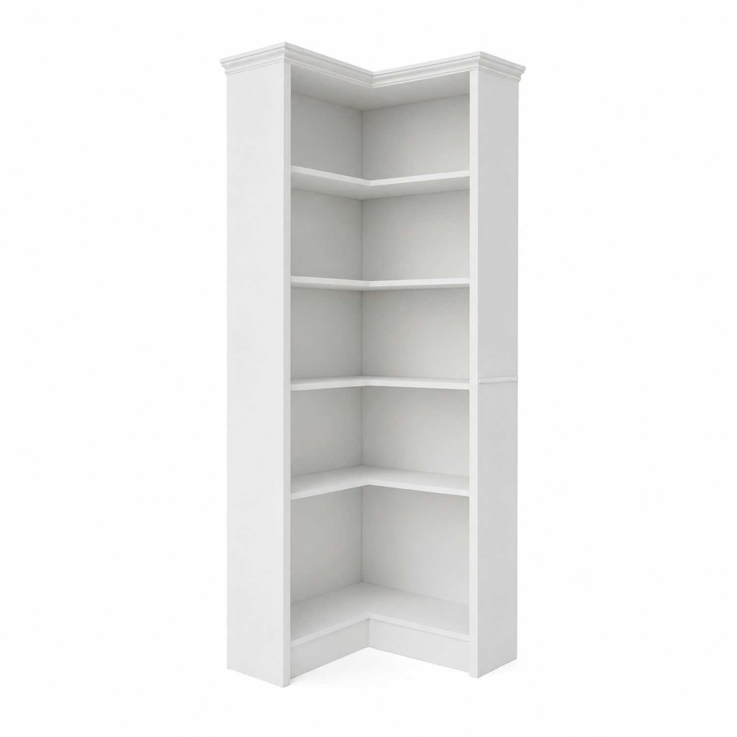Libreria ad Angolo 5 Ripiani MDF Verniciato Bianco-Velrivar