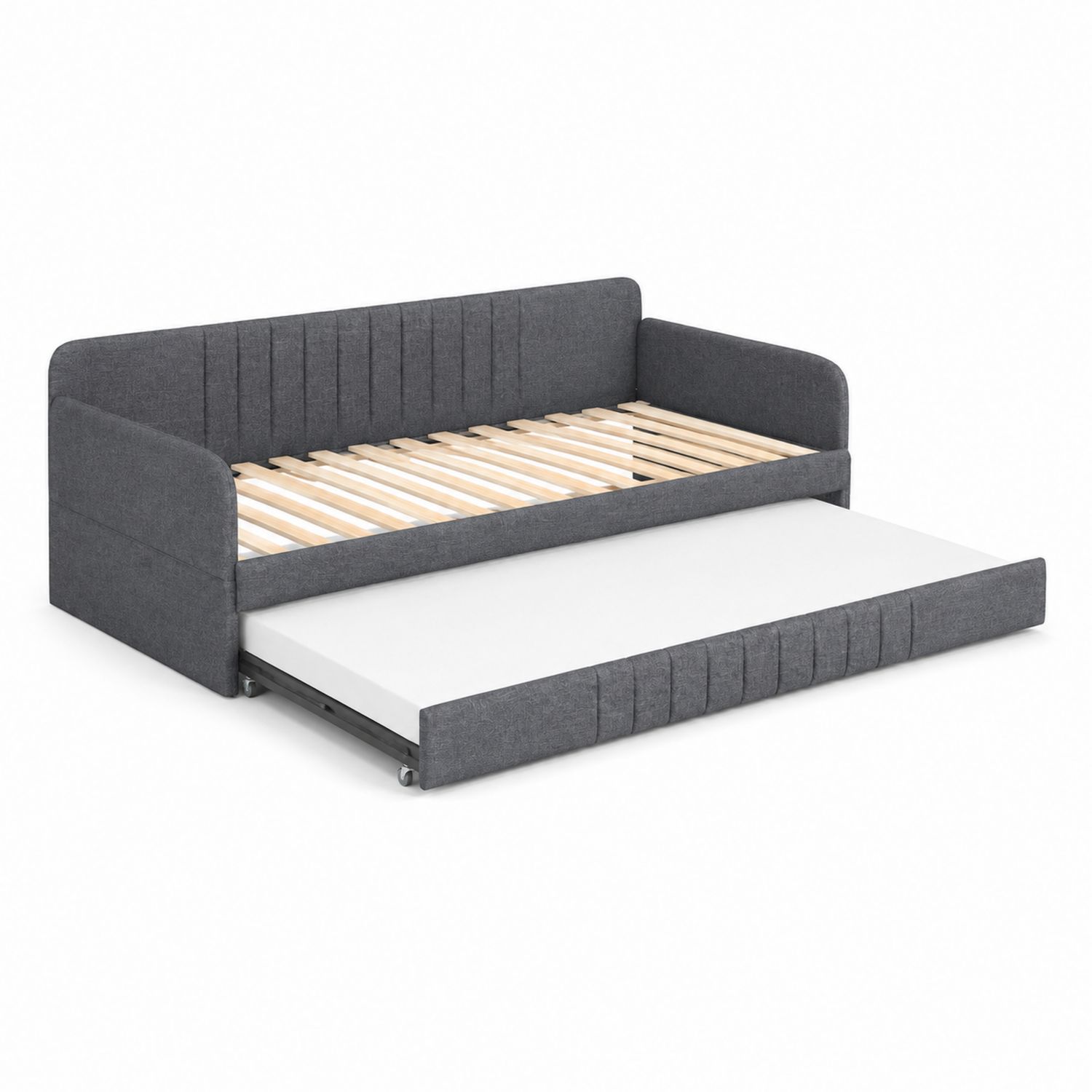 Divano Letto in Tessuto Grigio con Letto Ausiliario-Velrivar