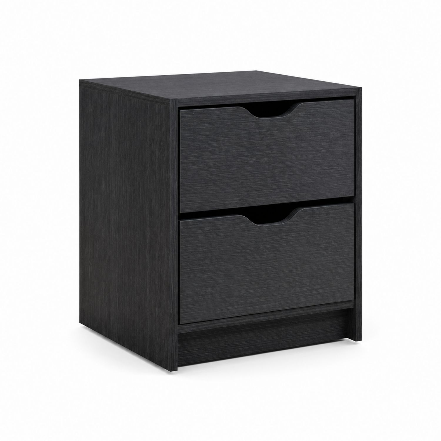 Comodino in legno MDF nero con due cassetti 40x40x50 cm-Velrivar
