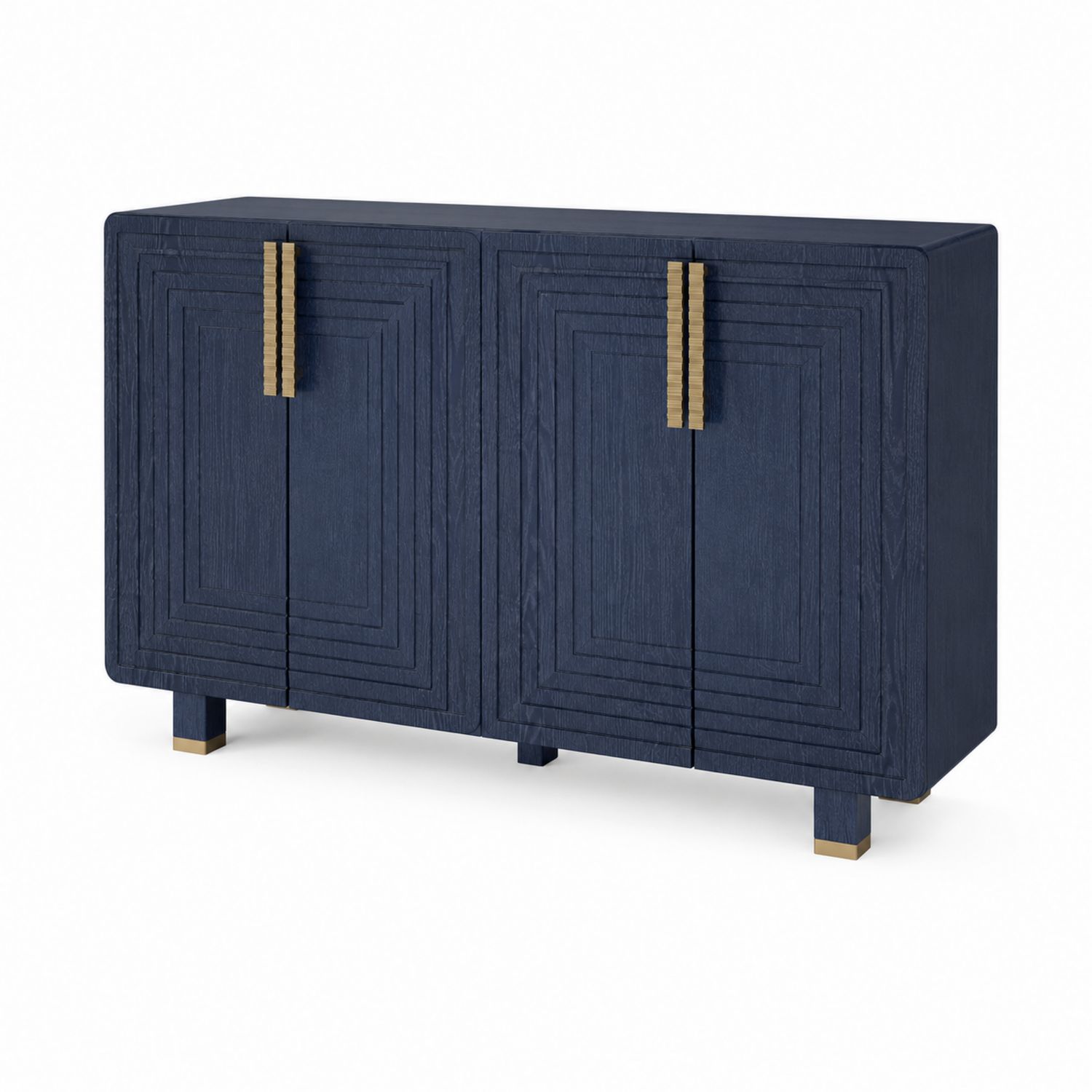 Credenza in Legno di Quercia Blu con Maniglie in Metallo Dorato-Velrivar