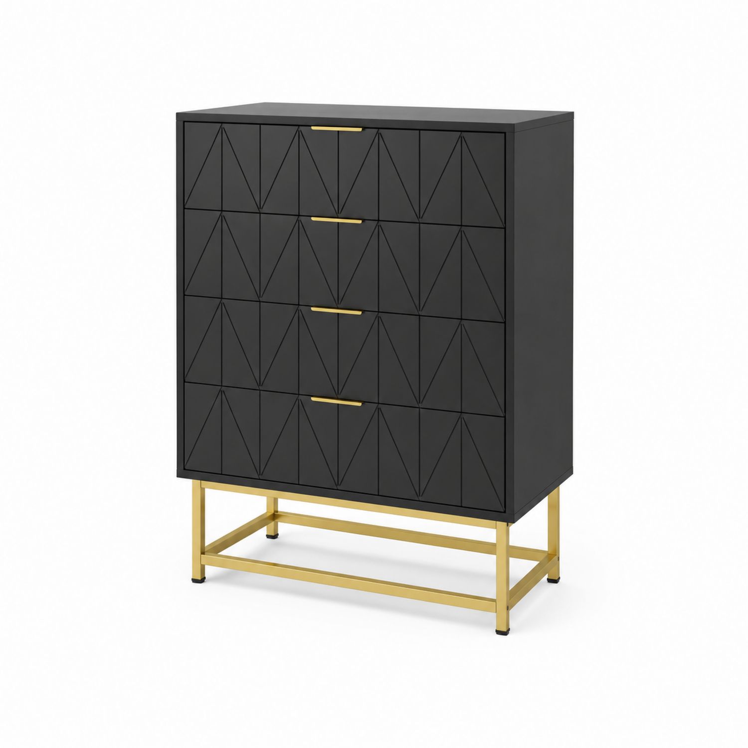 Cassettiera in Legno e Metallo Nero con Cassetti Decorativi-Velrivar