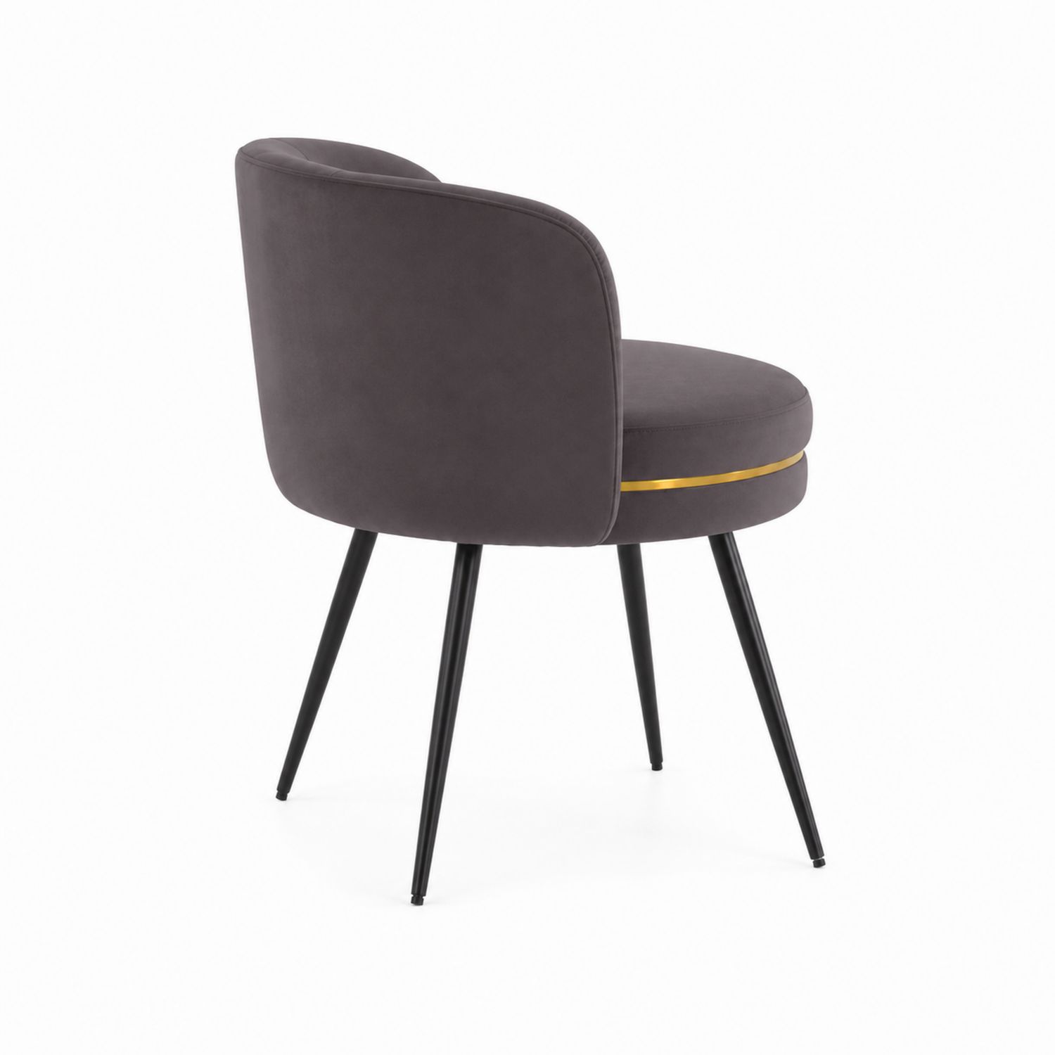 Sedia in velluto grigio con gambe in metallo nero-Velrivar