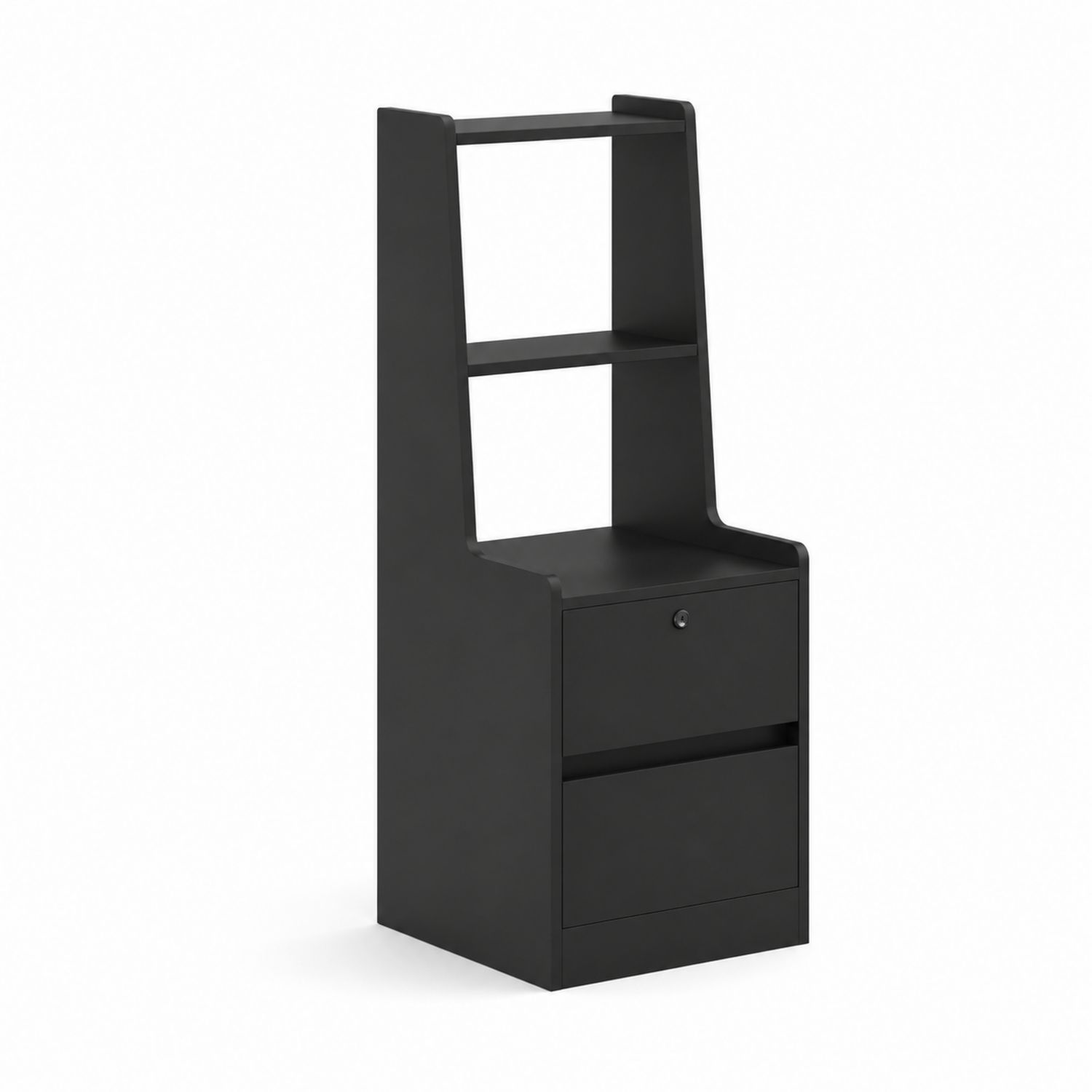 Comodino scaffale in legno MDF nero con cassetto e ripiani-Velrivar
