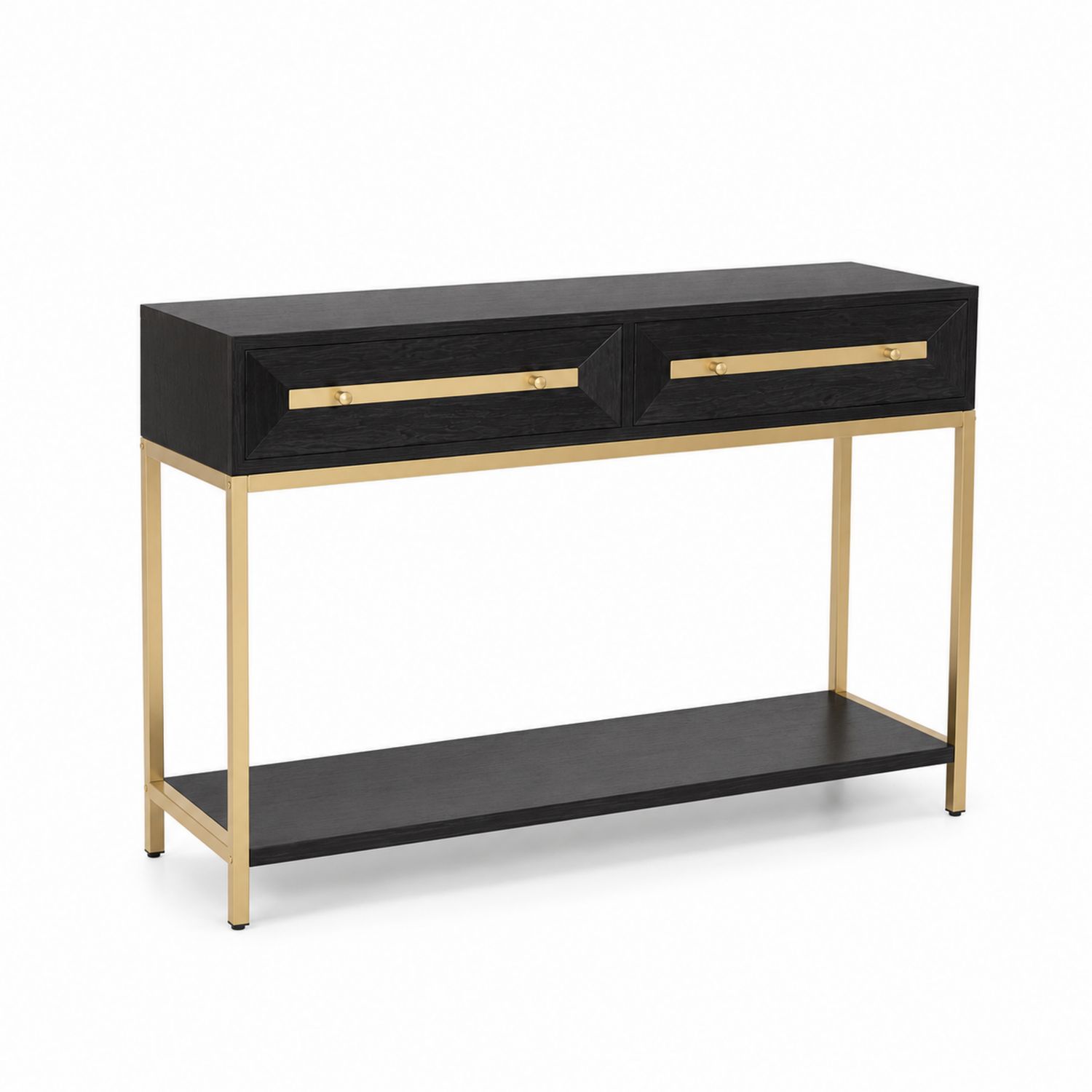 Consolle rettangolare in legno e metallo con due cassetti 120x30x80 cm-Velrivar