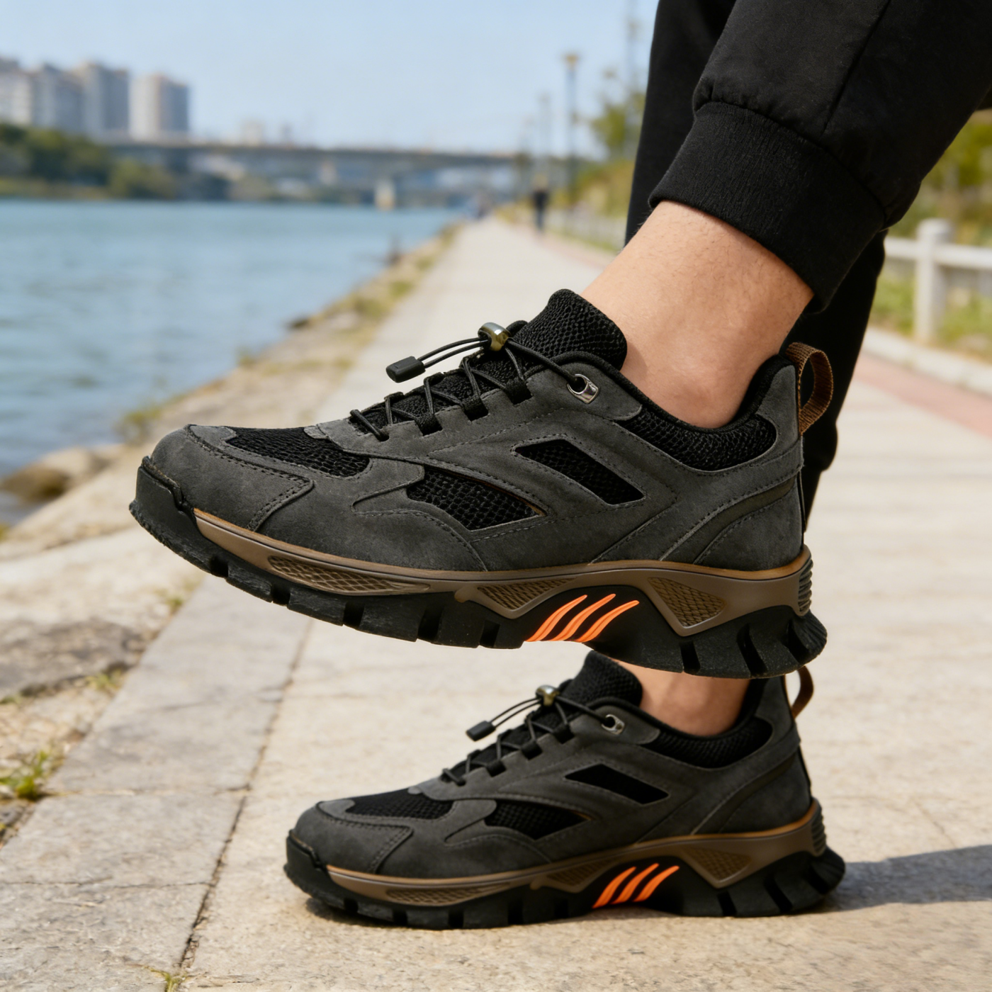 BWAY®Men's Genuine Leather Outdoor Breathable  Walking Shoes