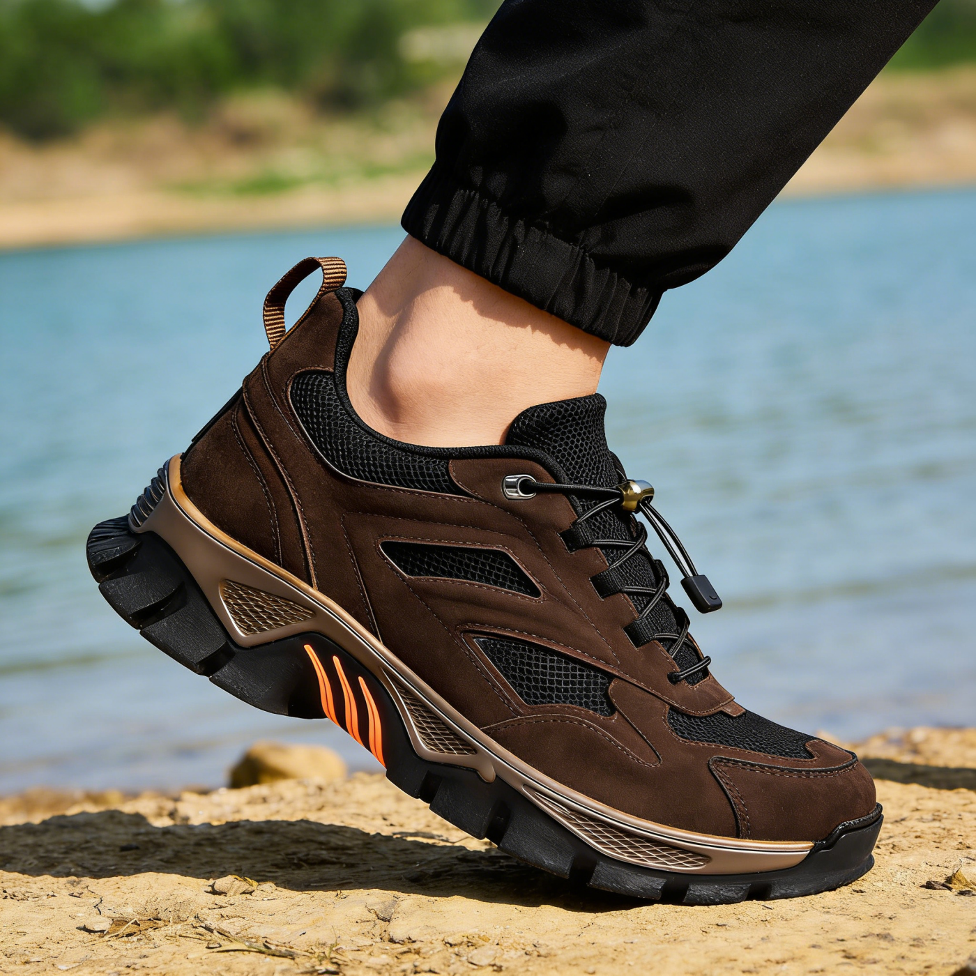 BWAY®Men's Genuine Leather Outdoor Breathable  Walking Shoes