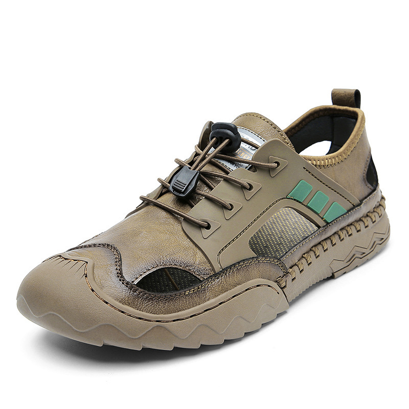 BWAY® Men's comfortable genuine leather handmade breathable sandals