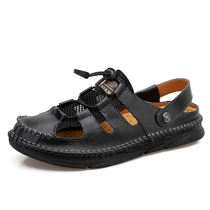  Men's genuine leather handmade breathable sandals by BWAY®