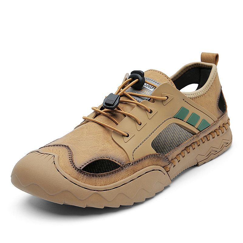 BWAY® Men's comfortable genuine leather handmade breathable sandals