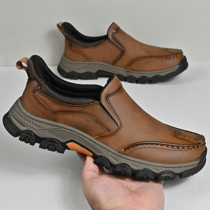 BWAY®Men's Genuine Leather Walking Shoes with Wide Toe Box