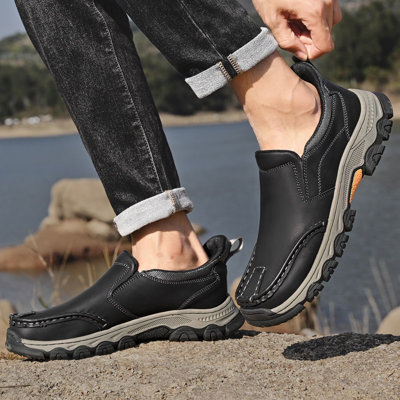 BWAY®Men's Genuine Leather Walking Shoes with Wide Toe Box