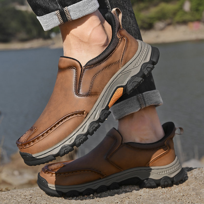 BWAY®Men's Genuine Leather Walking Shoes with Wide Toe Box