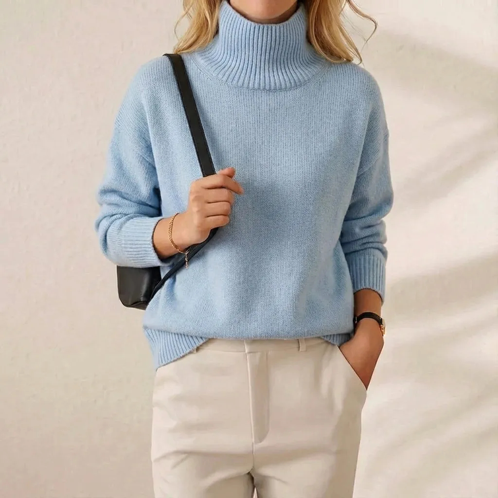 🔥Final Clearance Sale🔥Cashmere-Soft Cotton Mock Neck Sweater