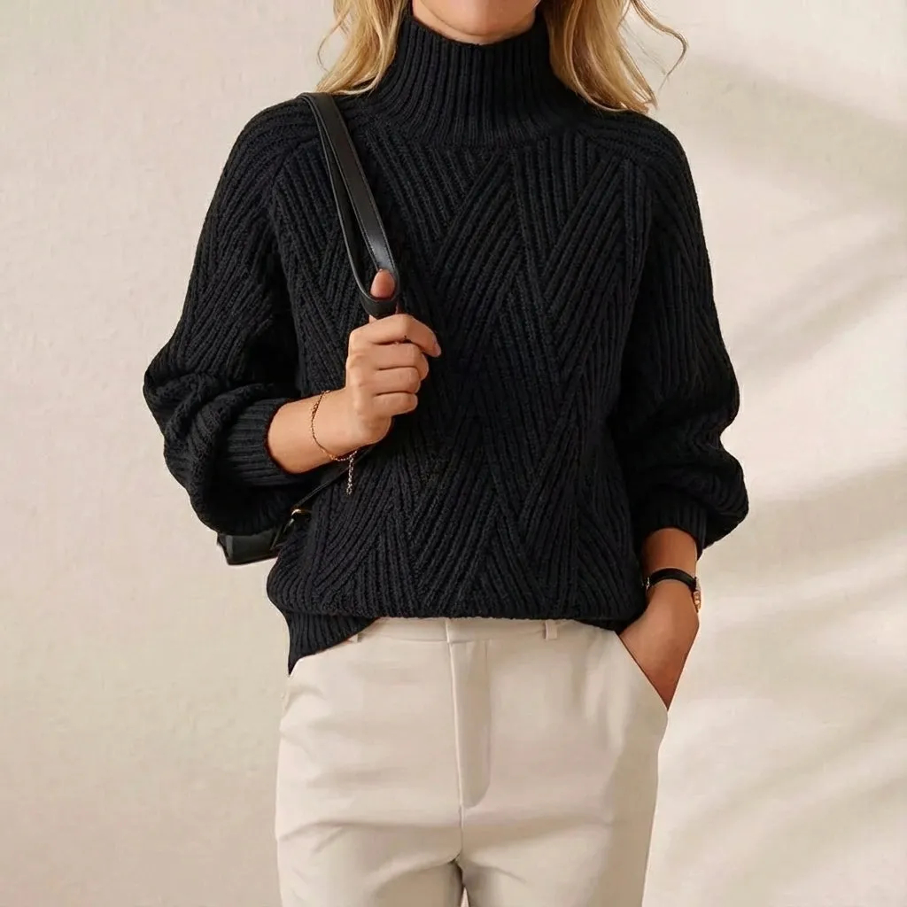 🔥Final Clearance Sale🔥Cashmere-Soft Cotton Mock Neck Sweater