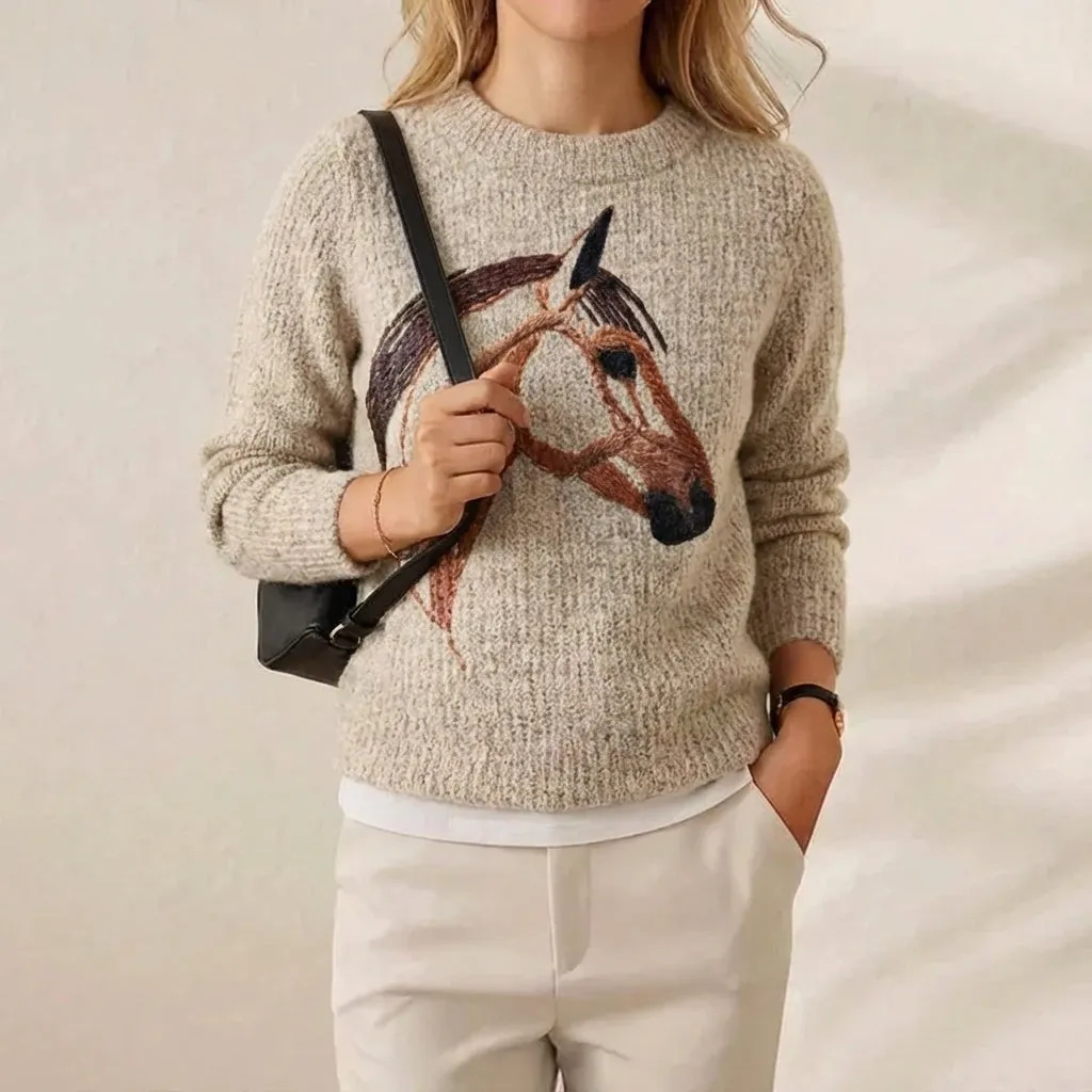 🔥Final Clearance Sale🔥Cashmere-Soft Cotton Animal Print Sweater