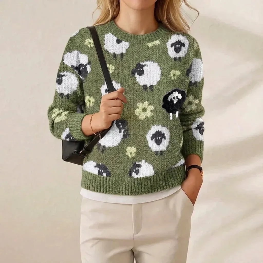 🔥Final Clearance Sale🔥Cashmere-Soft Cotton Animal Print Sweater