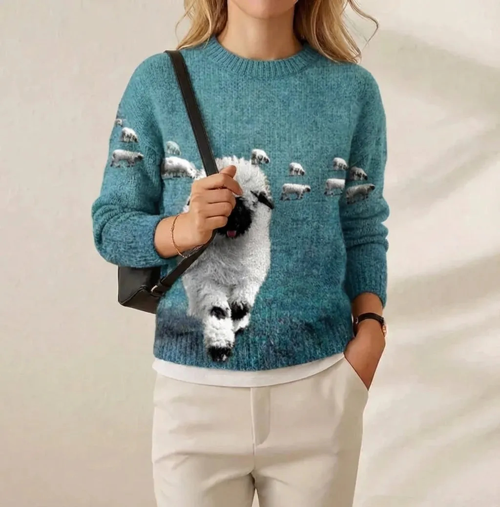 🔥Final Clearance Sale🔥Cashmere-Soft Cotton Animal Print Sweater