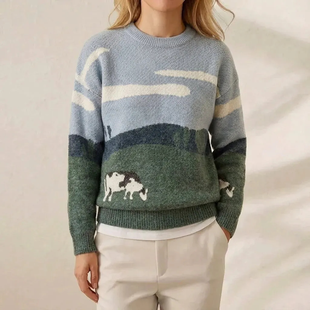 🔥Final Clearance Sale🔥Cashmere-Soft Cotton Animal Print Sweater