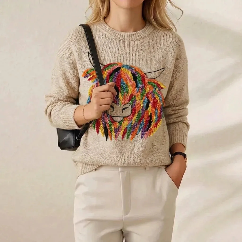 🔥Final Clearance Sale🔥Cashmere-Soft Cotton Animal Print Sweater