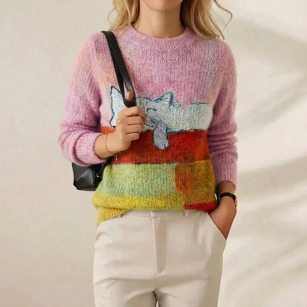 🔥Final Clearance Sale🔥Cashmere-Soft Cotton Animal Print Sweater