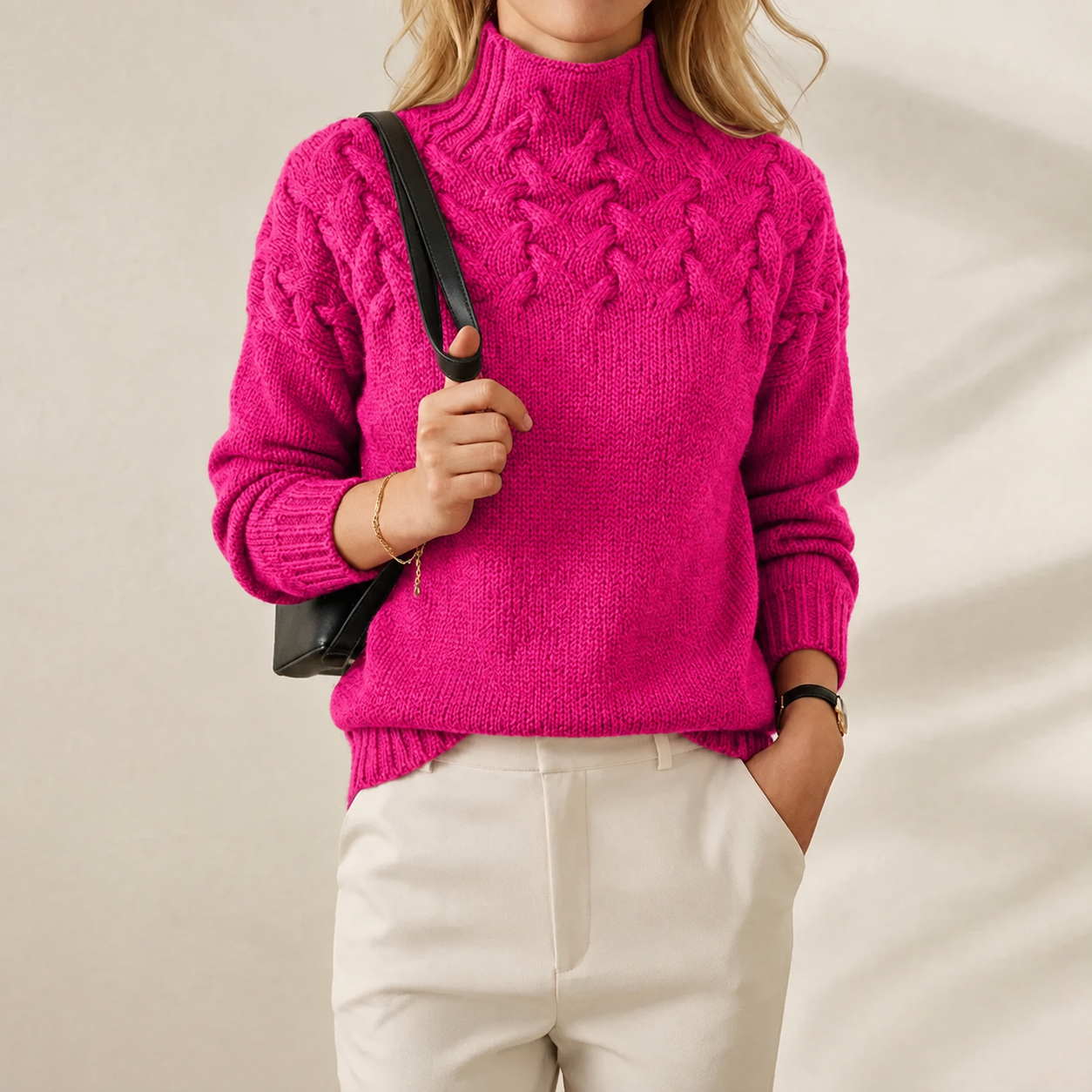 Cashmere Cable Knit Turtleneck