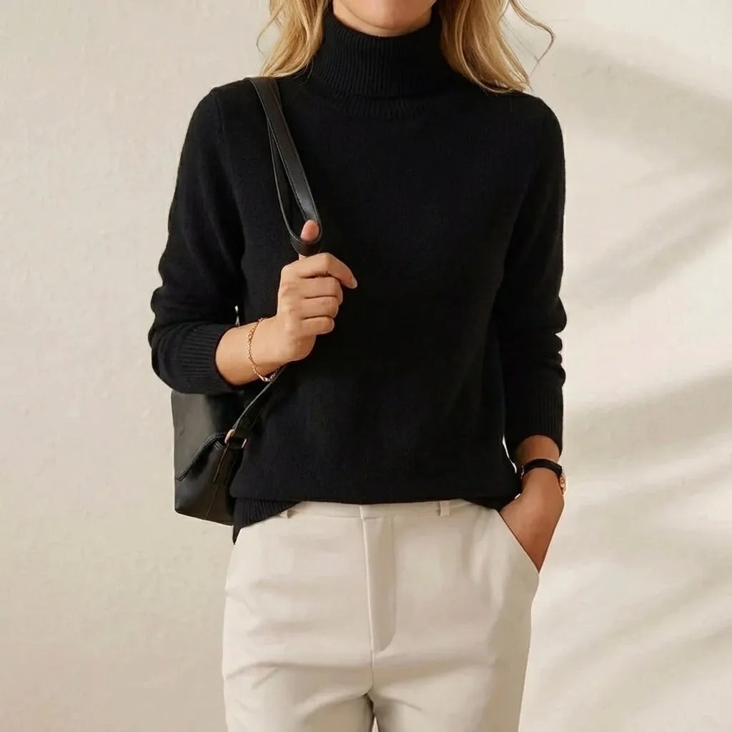 🔥Final Clearance Sale🔥Cashmere-Soft Cotton Mock Neck Sweater