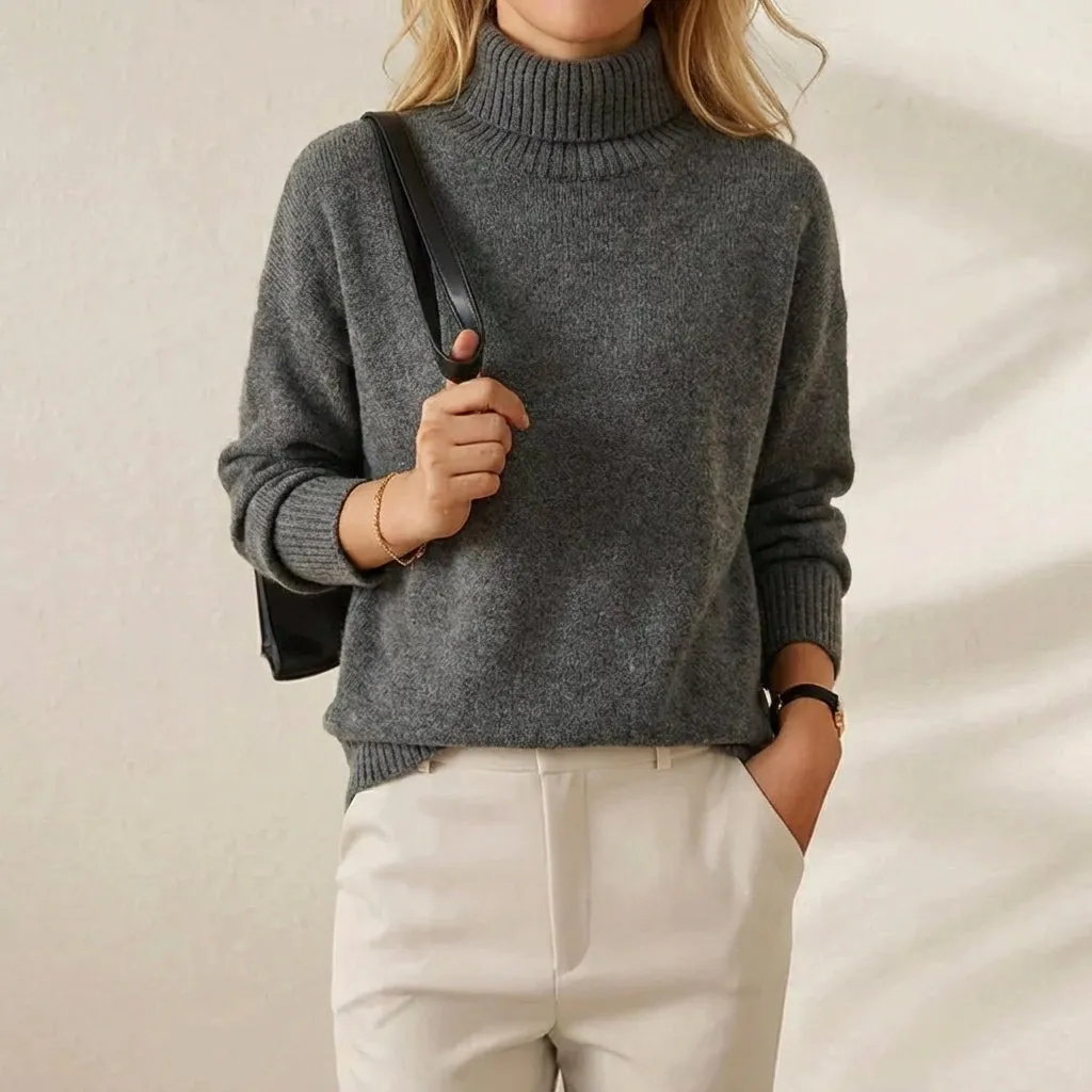 🔥Final Clearance Sale🔥Cashmere-Soft Cotton Mock Neck Sweater