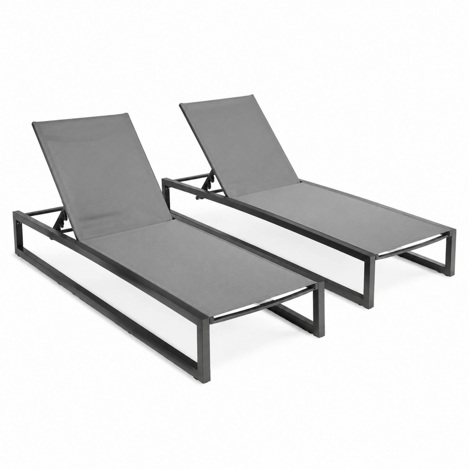 Set 2 Lettini Prendisole in Alluminio con Textilene Grigio