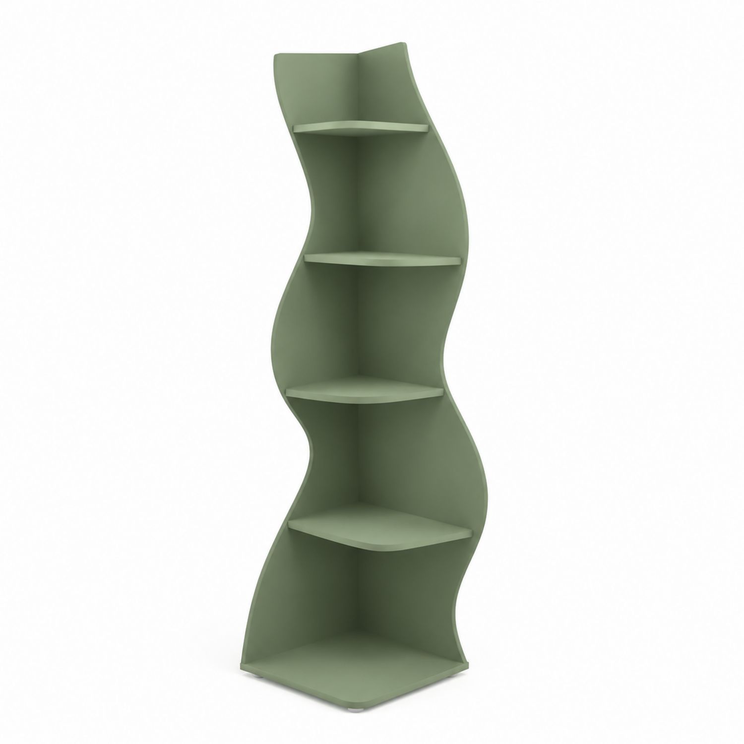 Scaffale Angolare a Forma Ondulata in Legno MDF Verde