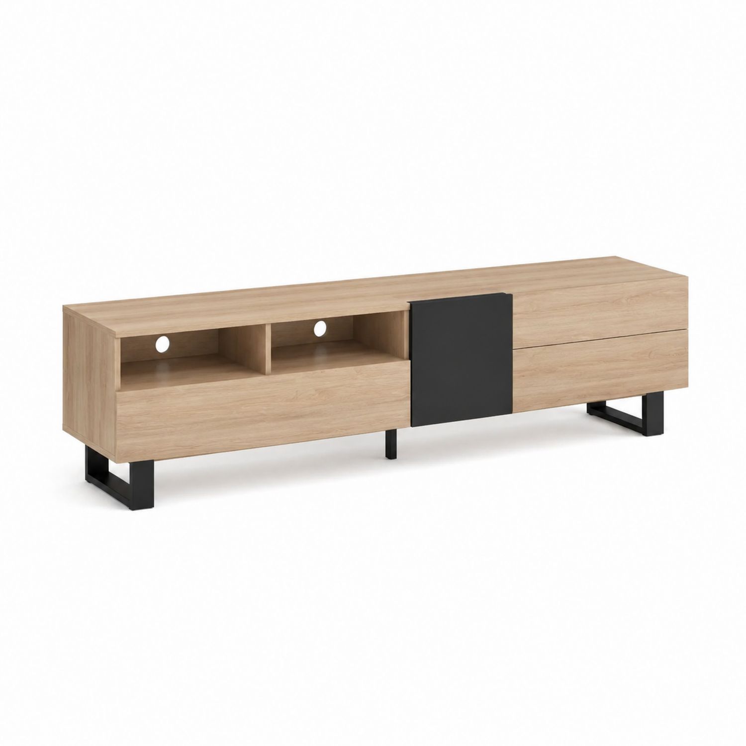 Mobile TV in Legno e Metallo Nero 180x45x40 cm