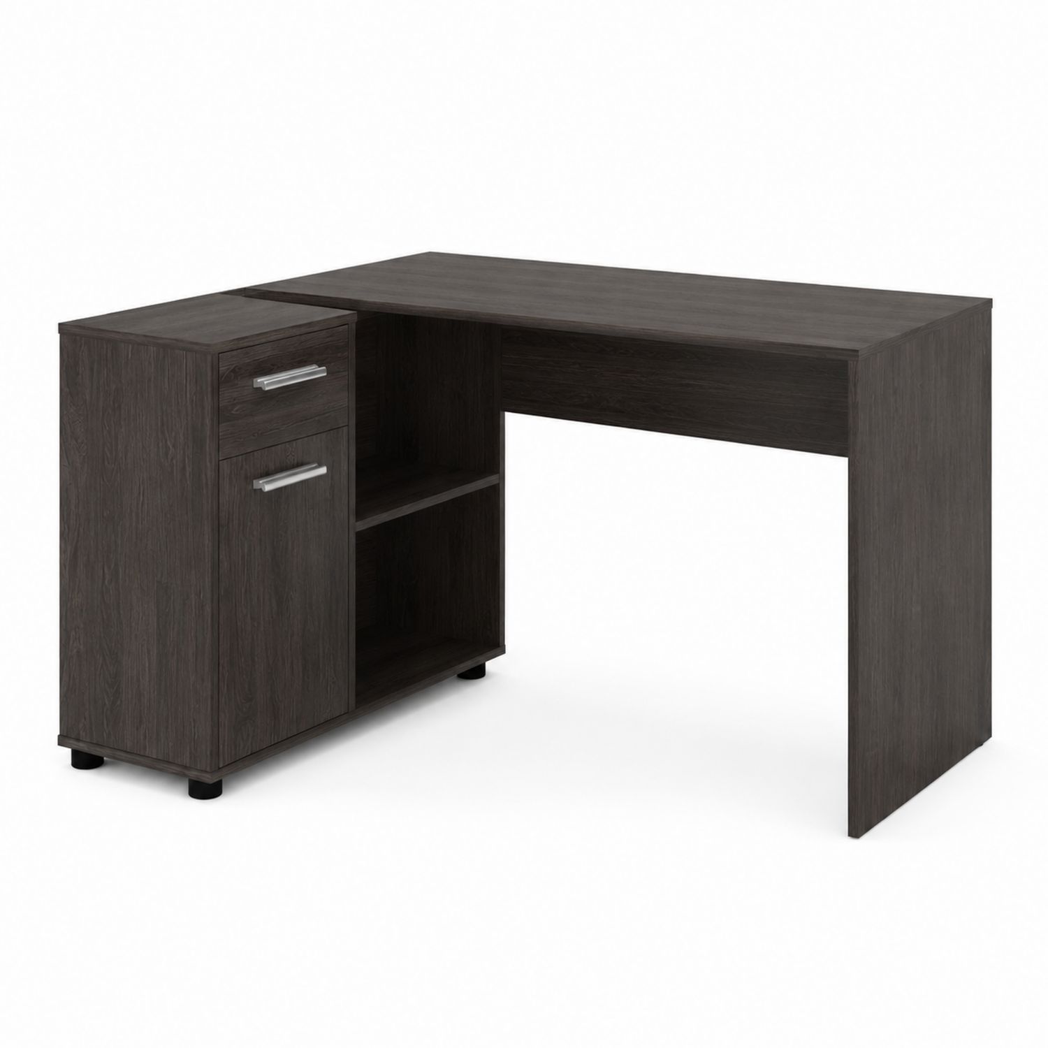 Scrivania angolare in MDF marrone con cassetto e ripiani 120x60x75 cm