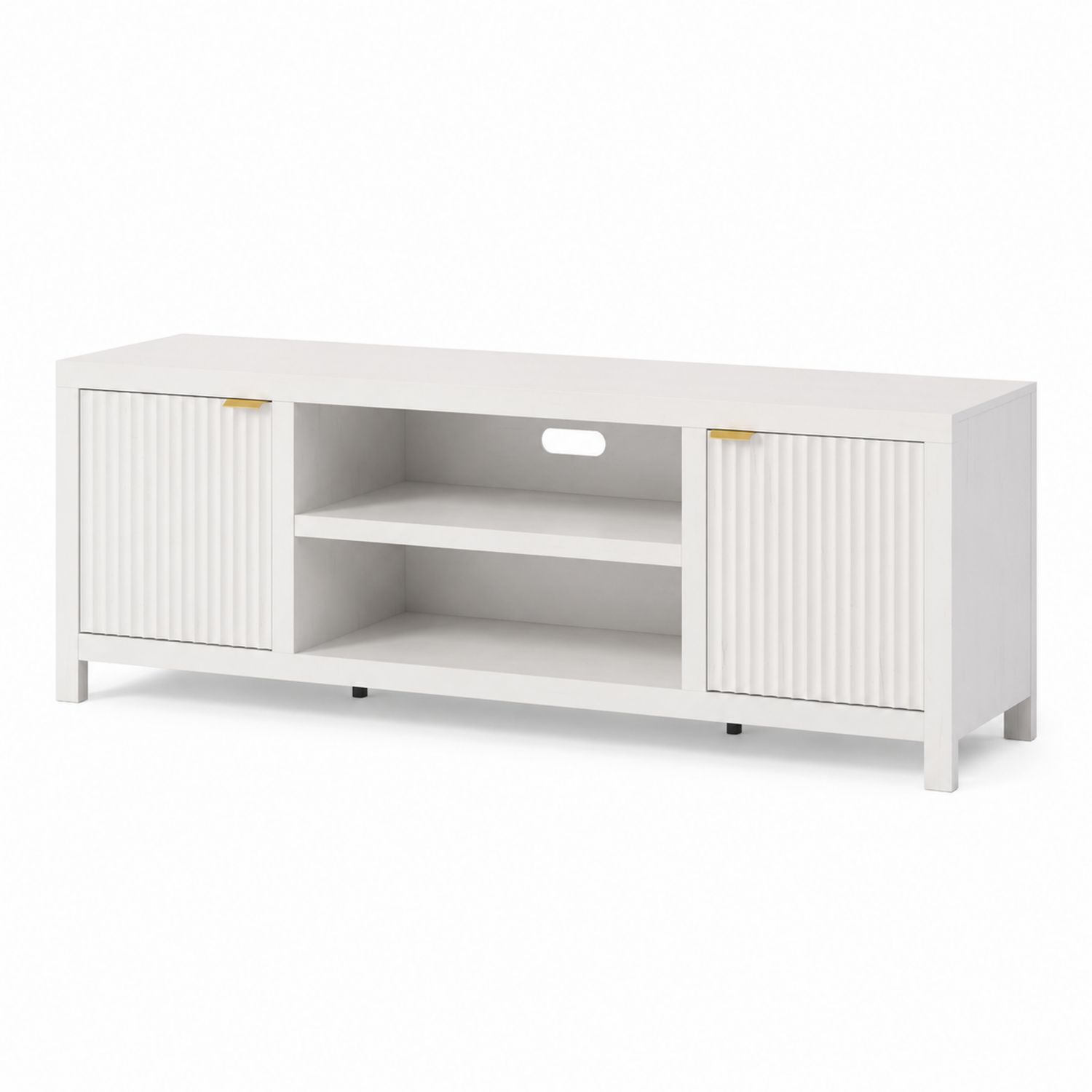 Mobile TV in Legno MDF Bianco con Ante e Ripiani 120x40x50 cm
