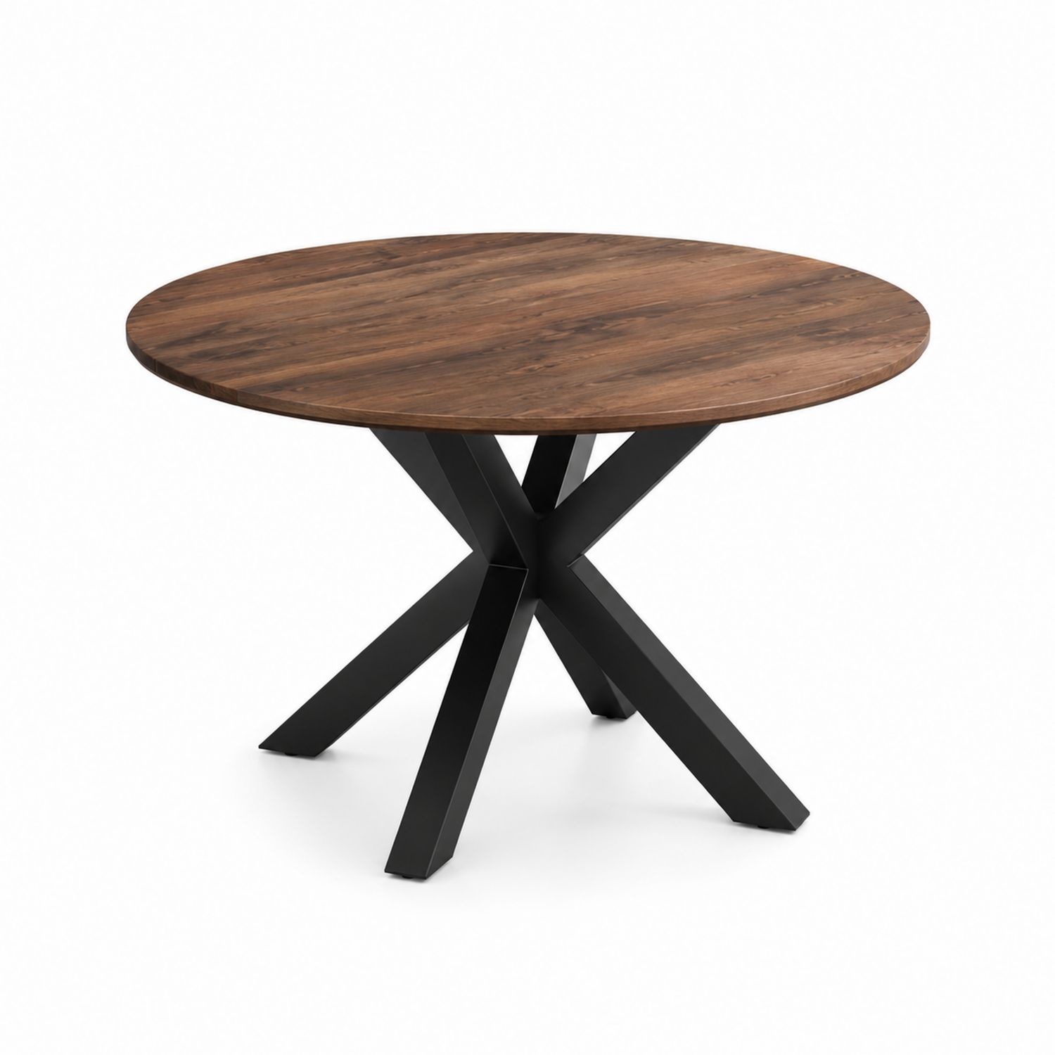 Tavolo Rotondo in Legno e Metallo Nero 120 cm