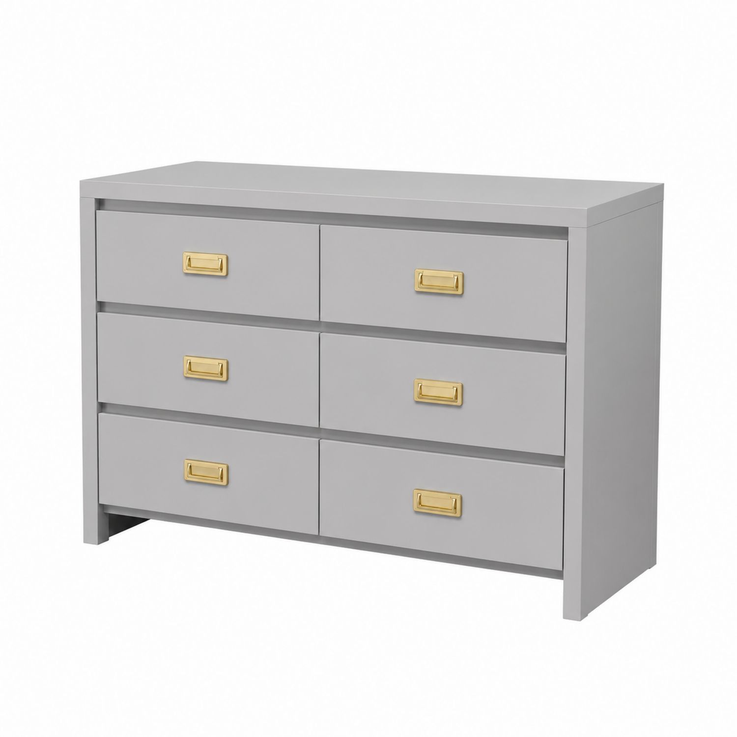 Cassettiera 6 Cassetti 120x40x80 cm MDF e Ottone Grigio